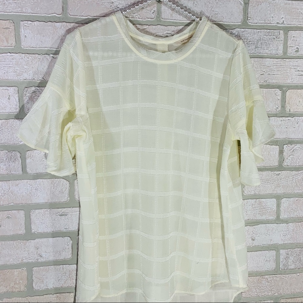 Soft Surroundings Cream Button Back Flutter Sleev… - image 2